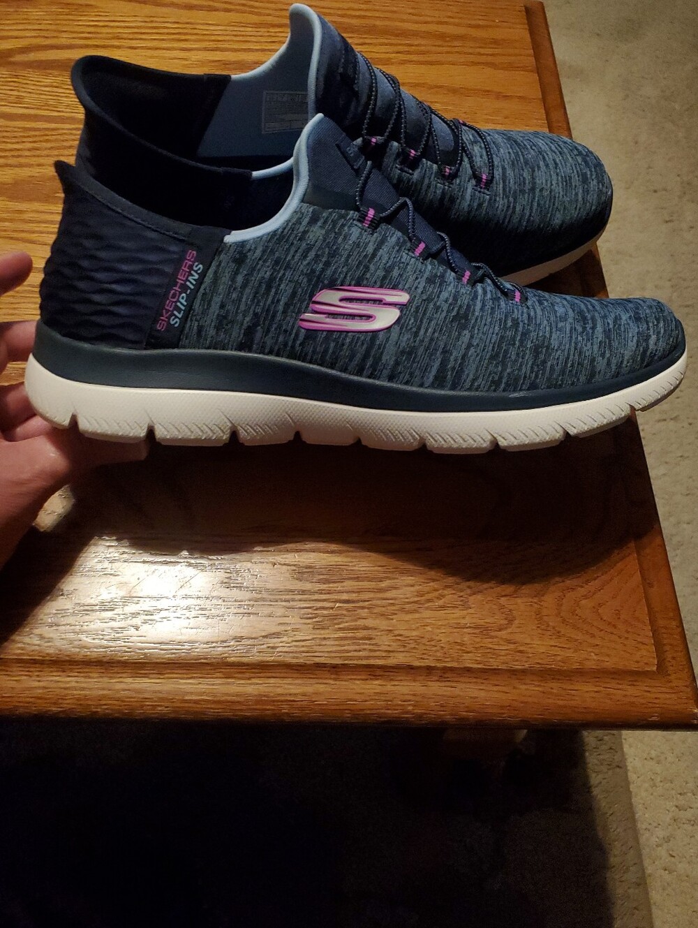 Skechers Hands Free Slip-Ins Navy & Purple Women's Size 10 Slip-On Walking Shoes
